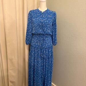 Karl Lagerfeld Blue Patterned Maxi Dress